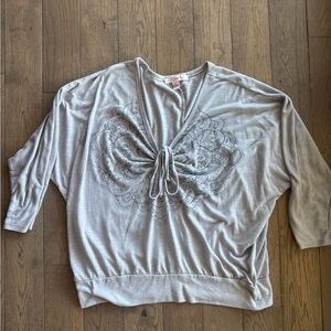 Lena Light Gray V-Neck Top
